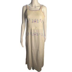 Blue Skye Maxi Dress Womens Sz M Lace Detail Cottagecore Embroidered Peasant